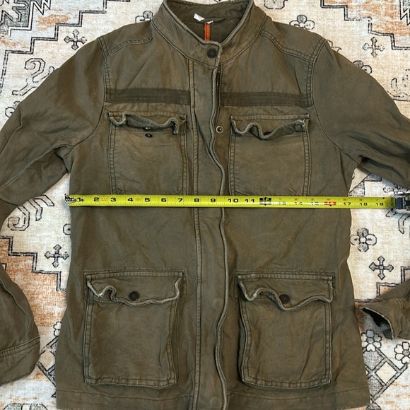 FREE PEOPLE S green/brown  rumpled army jacket with front four pockets - Picture 7 of 14